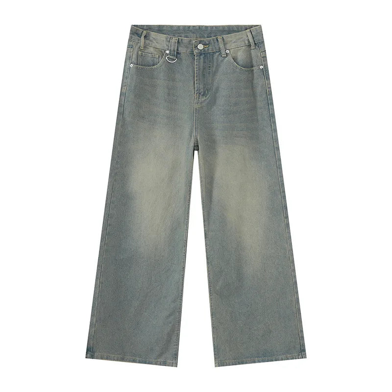 Men's Denim Pants - Loose Fit Wide Leg Summer Jeans With Zipper Fly