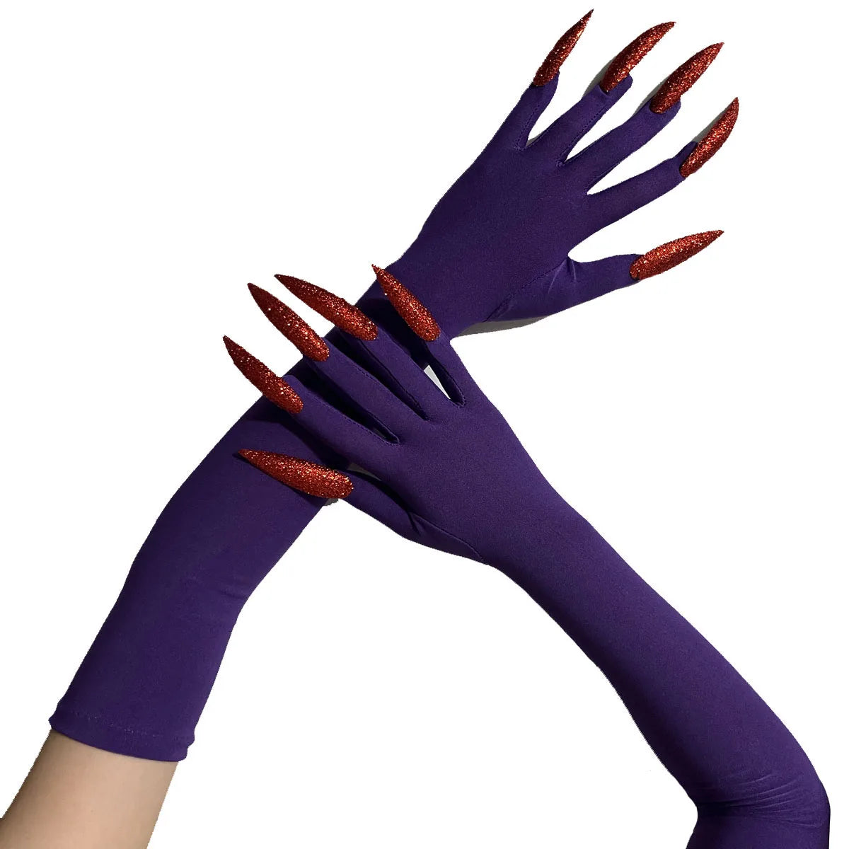 Halloween Ghost Claw Gloves - Cosplay Dress Up with Black Long Nails