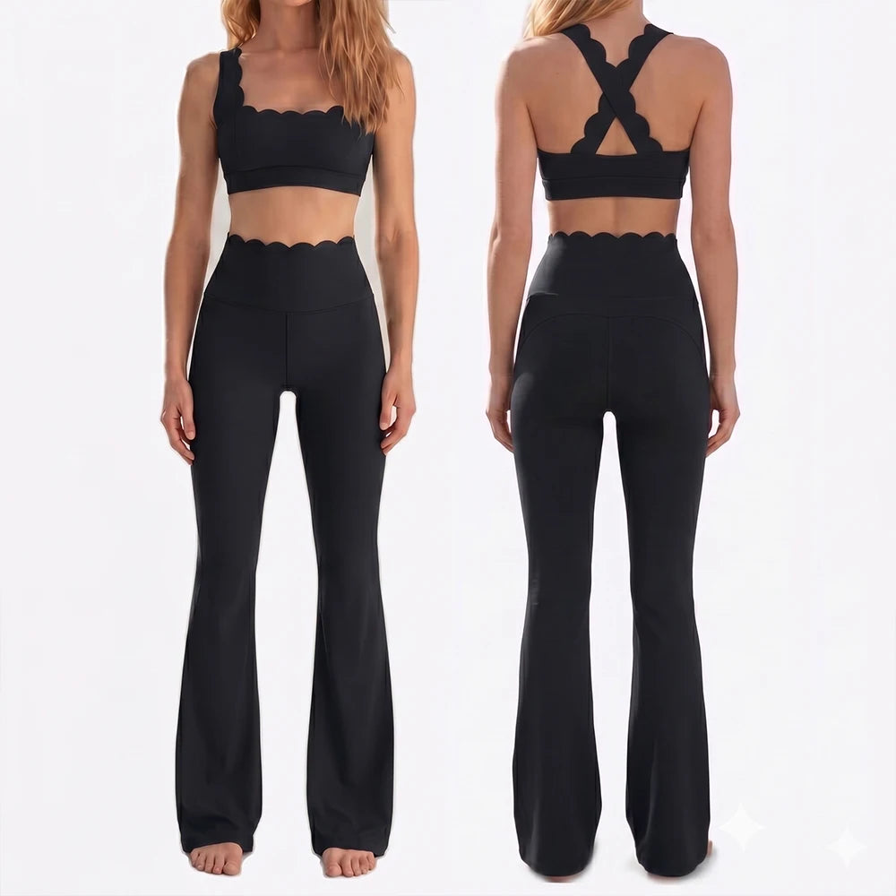 Women Two Pieces Fitness Yoga Set Solid Color Stretchy Soft Gym Suit Breathable Quick Dry Workout Clothes Female Sportswear