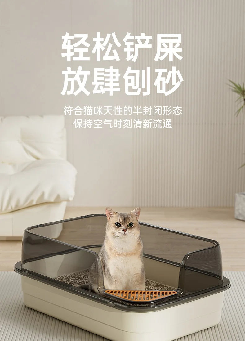 Extra Large Splashproof Cat Litter Box - Pet Toilet Tray Cleaning Basin - ZOOMNSTORE