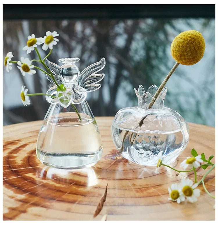 Handmade Angel Glass Vase - Mini Crystal Tabletop Decor for Home Office Wedding Gift - ZOOMNSTORE