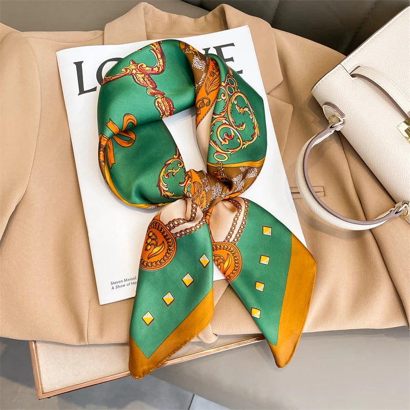 Luxury Silk Head Scarf - Soft Summer Foulard Bandana for Women