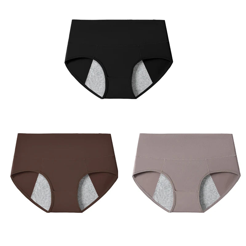 3Pcs High Waist Women Panties Leak Proof Menstrual Pants Widen Physiological Period Underwear Plus Size 4XL Cotton Female Briefs