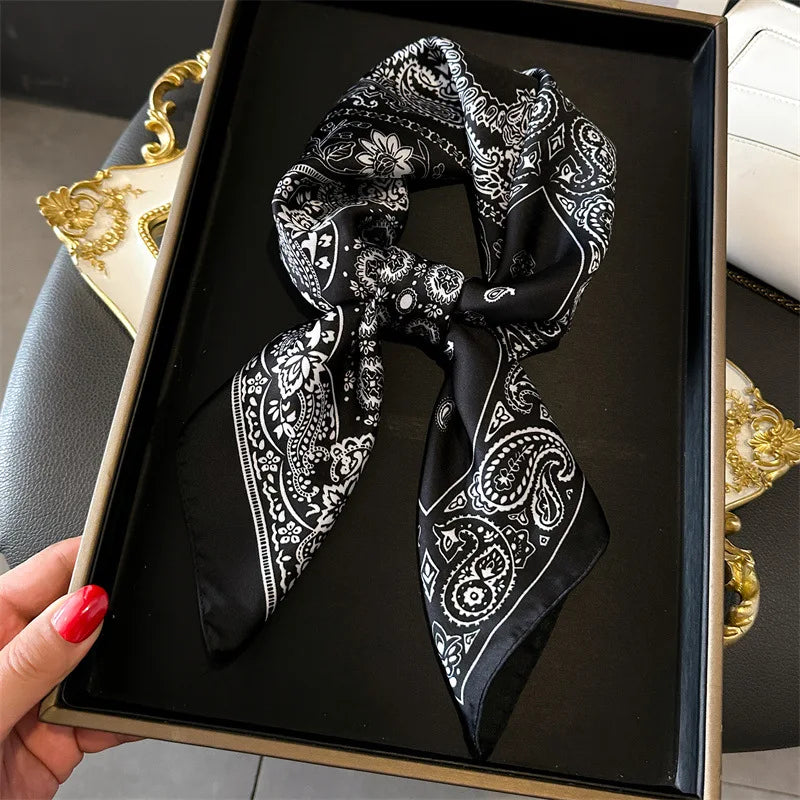 Seagull Print Square Scarf - Stylish Imitation Silk Shawl for Women - ZOOMNSTORE