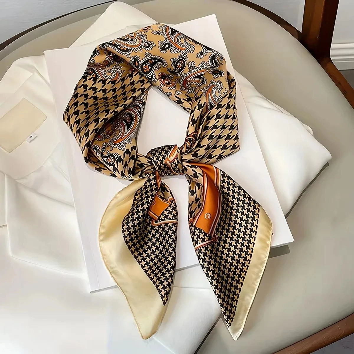 Seagull Print Square Scarf - Stylish Imitation Silk Shawl for Women - ZOOMNSTORE