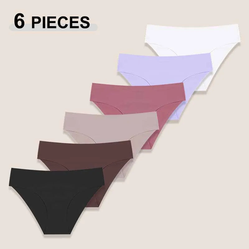 Seamless Low Waist Panties – 6Pcs Women's Breathable Briefs Set | High Elastic Lingerie - ZOOMNSTORE