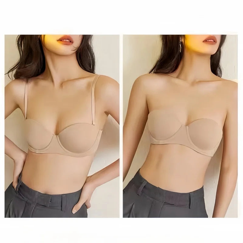 Seamless Push Up Bras For Women 1/2 Cup Underwear Padded Bra Comfort Invisible Brassiere Non-wire Fixed Cup Sexy Lingerie - ZOOMNSTORE