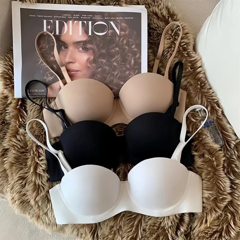 Seamless Push Up Bras For Women 1/2 Cup Underwear Padded Bra Comfort Invisible Brassiere Non-wire Fixed Cup Sexy Lingerie - ZOOMNSTORE