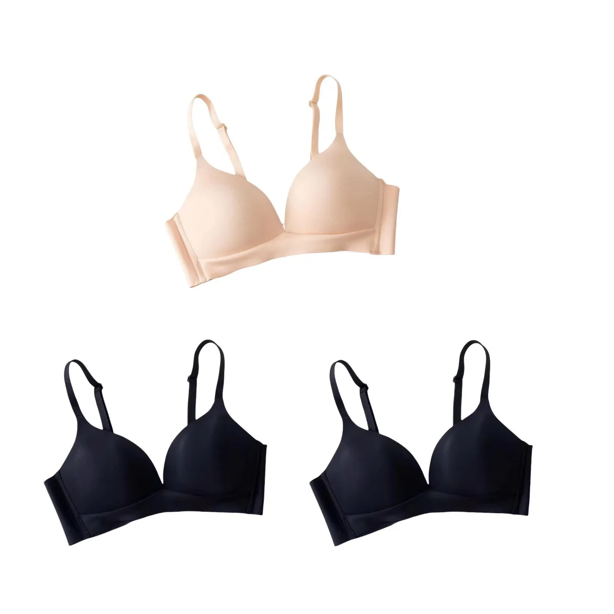 3Pcs/Set Seamless Bras For Women Non-wire Glossy Underwear Push Up Bra Without Steel Ring 3/4 Cup Female Comfort Lingerie - ZOOMNSTORE
