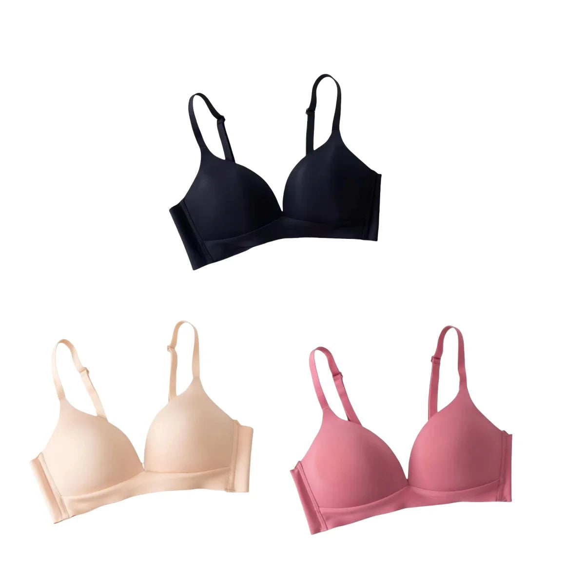 3Pcs/Set Seamless Bras For Women Non-wire Glossy Underwear Push Up Bra Without Steel Ring 3/4 Cup Female Comfort Lingerie - ZOOMNSTORE