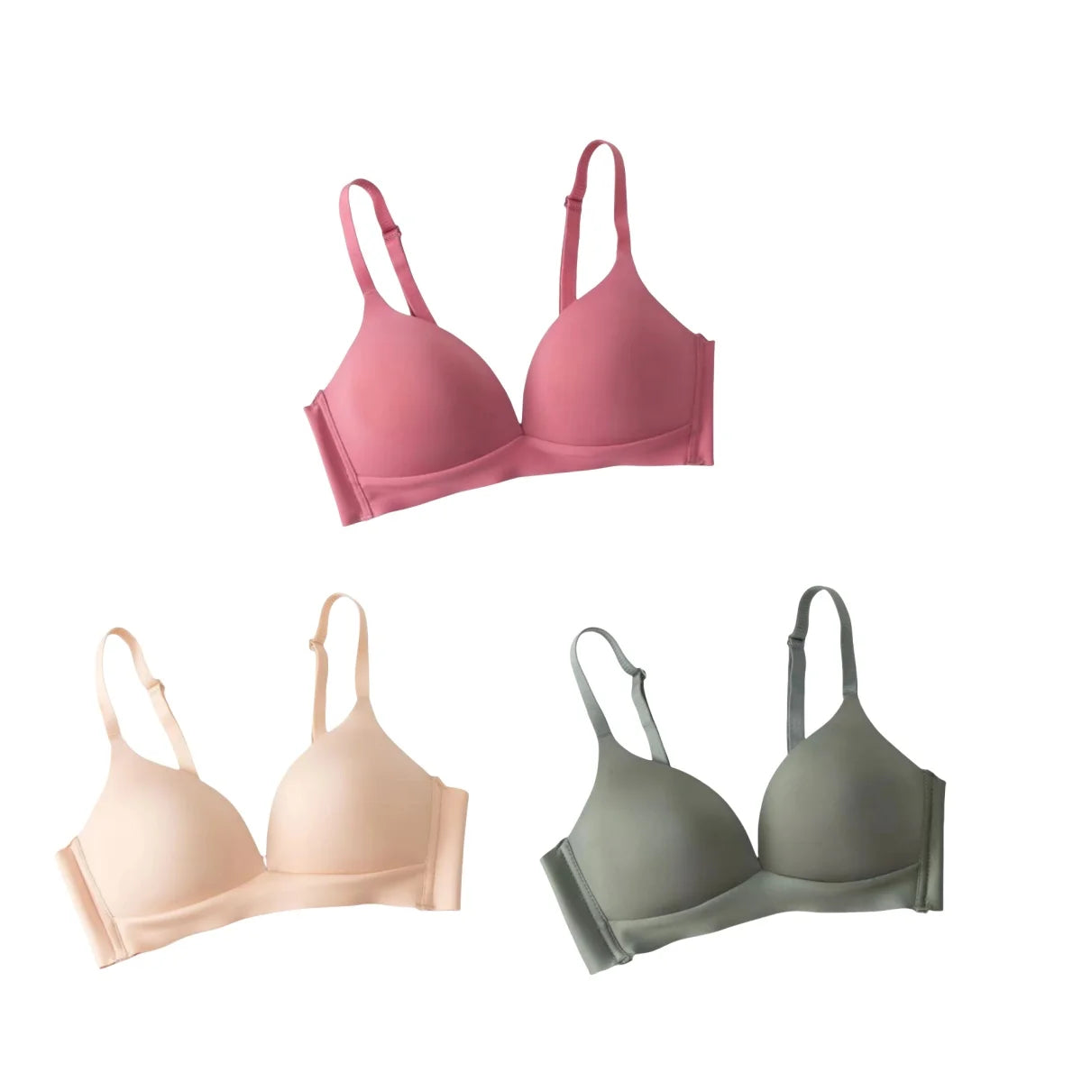 3Pcs/Set Seamless Bras For Women Non-wire Glossy Underwear Push Up Bra Without Steel Ring 3/4 Cup Female Comfort Lingerie - ZOOMNSTORE