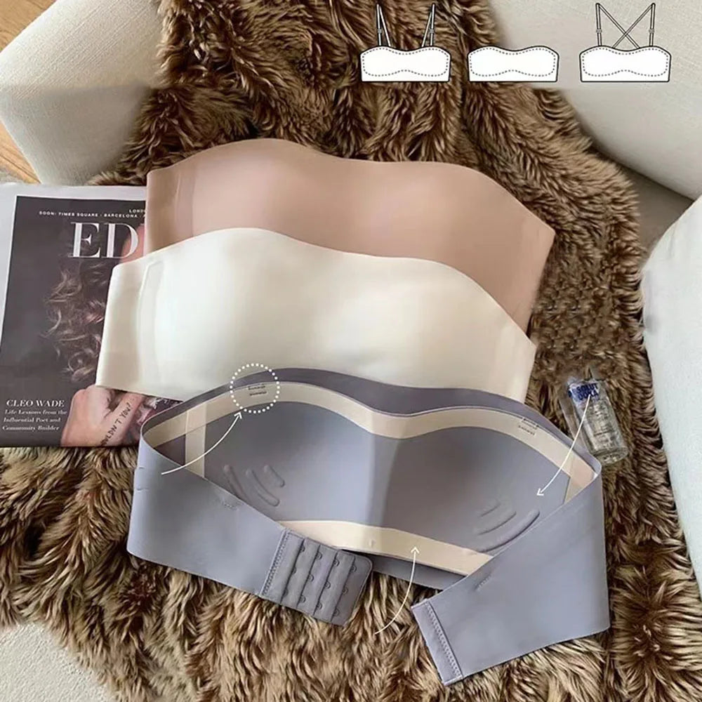 Sexy Seamless Tube Top Bra Invisible strapless Bras Women Underwear thin Non slip Push up Bralette Wireless Female Lingerie - ZOOMNSTORE
