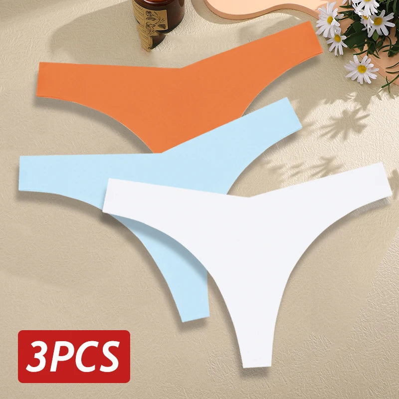 Seamless Thong Set for Women - Breathable V Waist G-String Panties in Solid Colors - ZOOMNSTORE