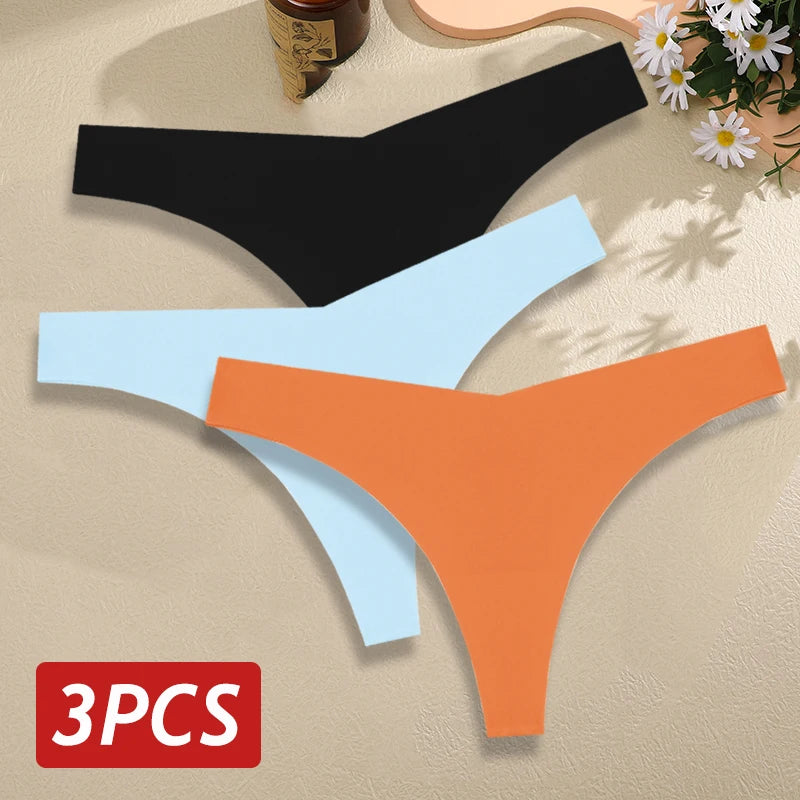 Seamless Thong Set for Women - Breathable V Waist G-String Panties in Solid Colors - ZOOMNSTORE