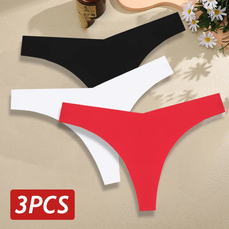 Seamless Thong Set for Women - Breathable V Waist G-String Panties in Solid Colors - ZOOMNSTORE