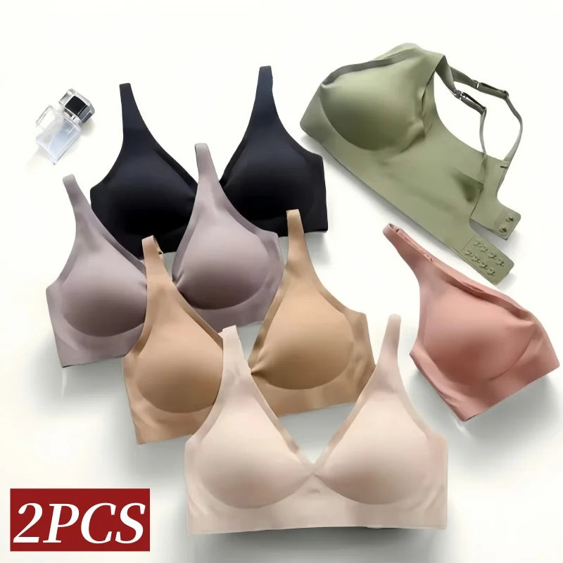 2Pcs/Set Seamless Bra Women Underwear Wireless Brassiere Soft Padded Intimate Female Push Up Sexy Lingerie Underwear Sleepwears - ZOOMNSTORE