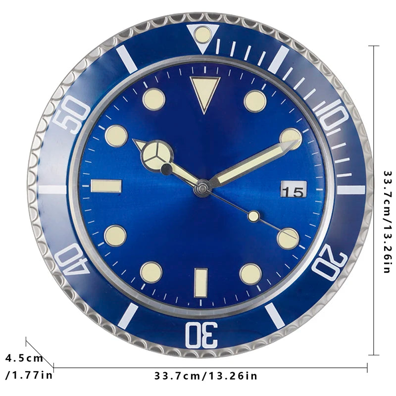 Luxury Metal Wall Clock - Modern 34cm Luminescent Home Decor