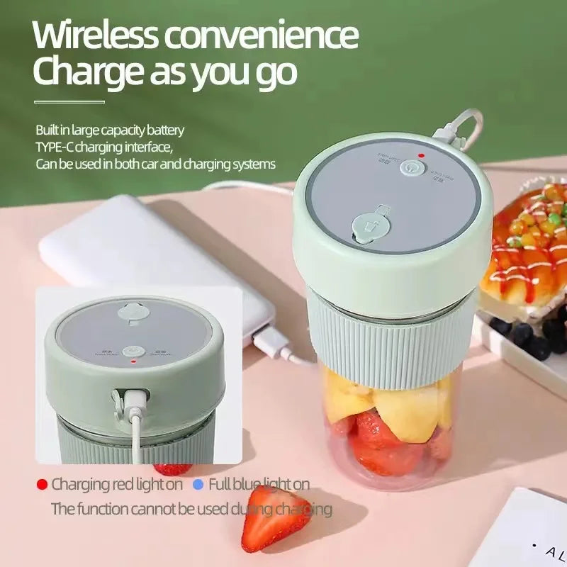 Portable Electric Juicer - Mini Wireless Blender for Smoothies and Juice Extraction