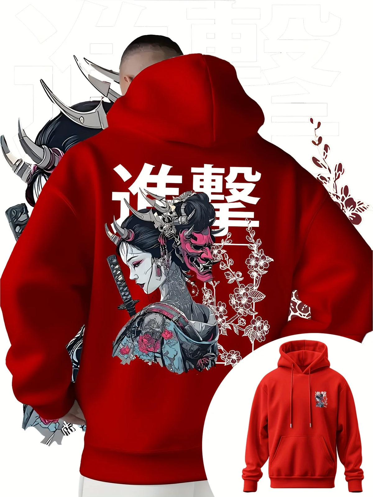 Japan Samurai Anime Harajuku Y2K Men Women Pullover Hoodie Street Casual Sport Loose Daily Autumn Winter Sweatshirt Top Clothes