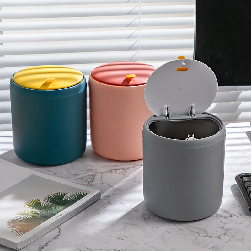 Mini Desktop Trash Can - Plastic Office Waste Bin Organizer
