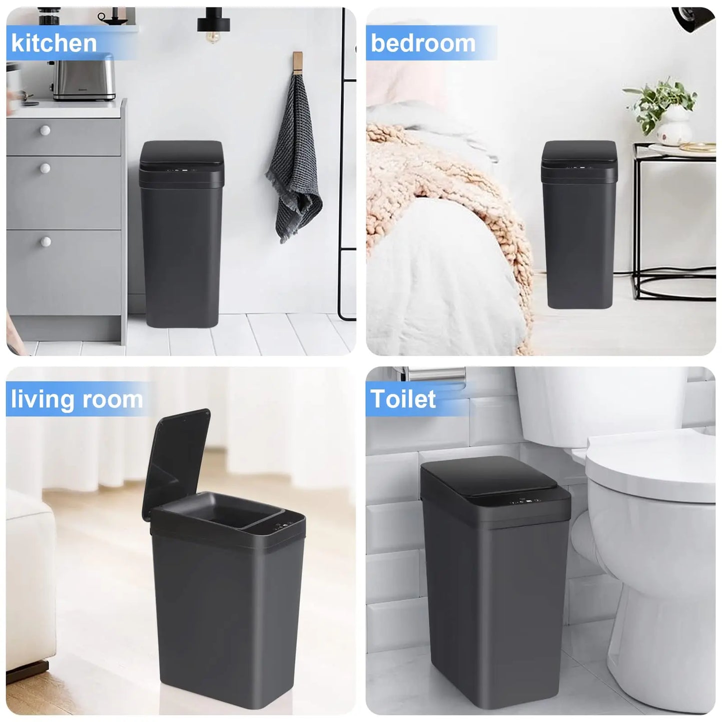 Touchless Trash Can - 12L Motion Sensor Kitchen Bathroom Bin