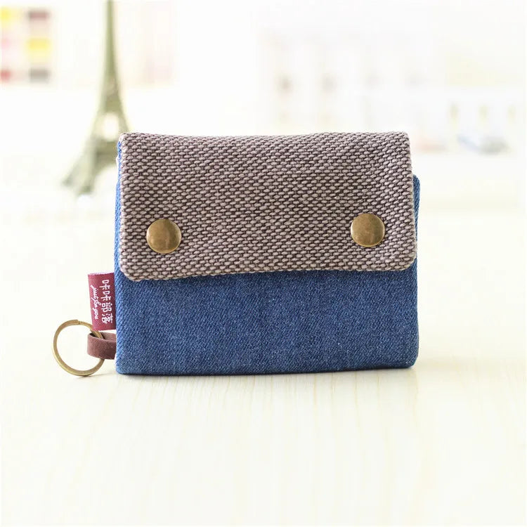 Handmade Three-Fold Fabric Wallet - Multi-Function Zipper Purse for Teens and Adults
