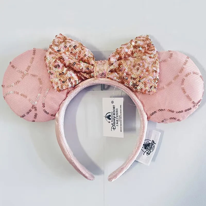 Minnie Mouse Ear Headband - Disney Plush Sequin Accessory for Adults Kids