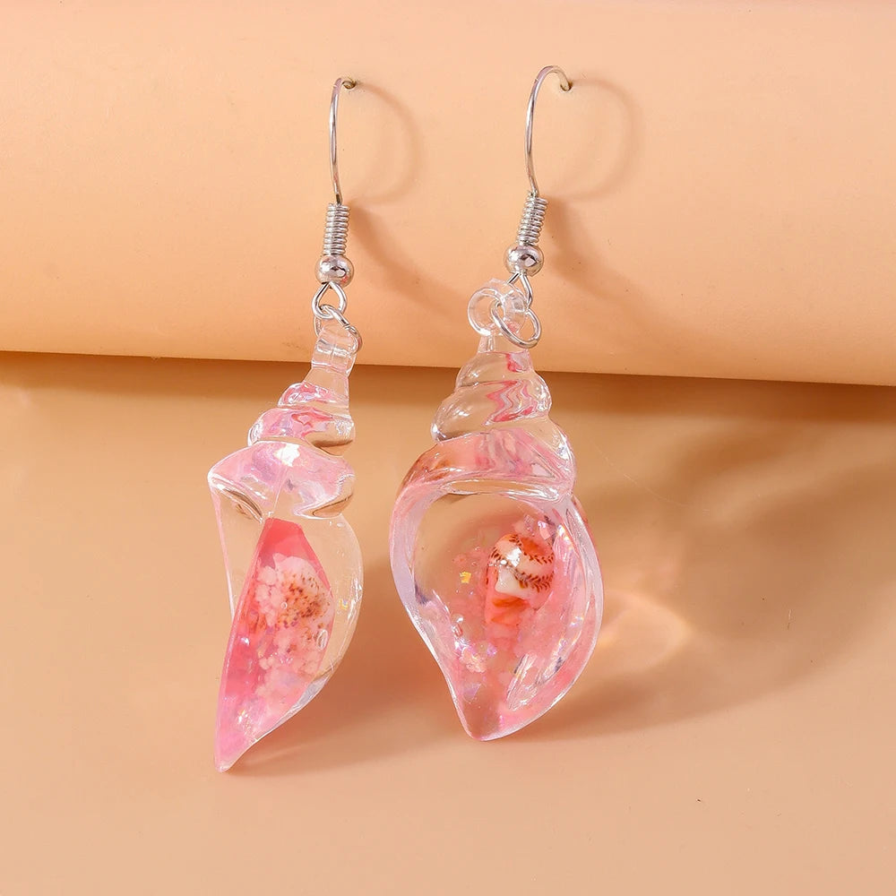 Aihua Colorful Resin Summer Beach Shell Conch Earrings for Women Girls Vacation Earrings Brincos Sweet Jewelry Gifts