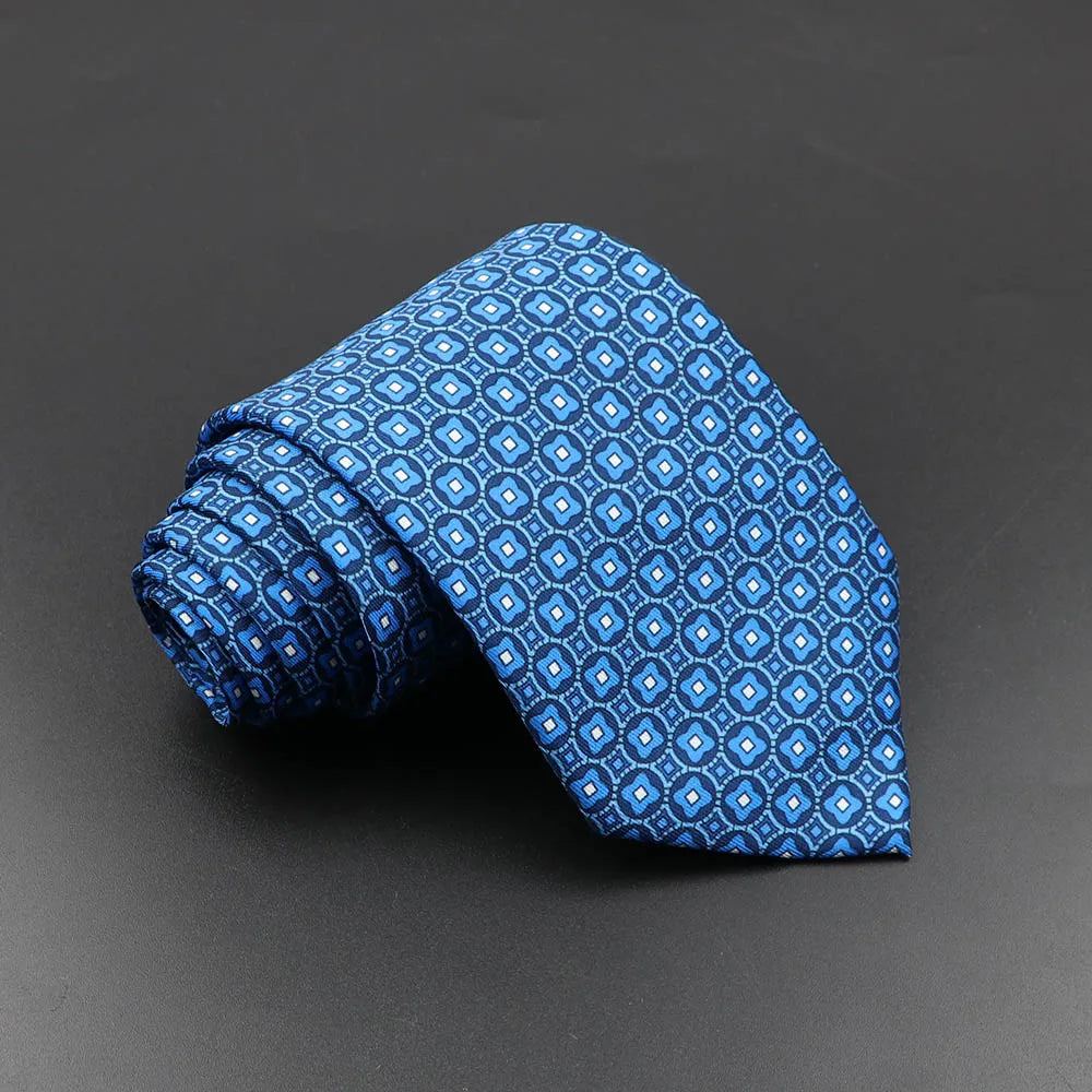Mens Silk Tie - 75cm Soft Novelty Necktie in Blue Green Orange Floral Pattern