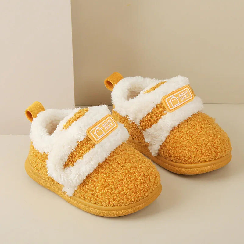 Cotton Slippers Kids - Warm Indoor Shoes With Soft Sole & Anti Slip TPR Outsole