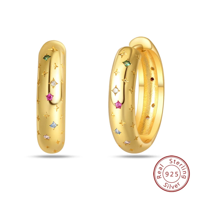 Silver Gold Pearl Earrings - 925 Sterling Silver Bee Star Moon Design Studs