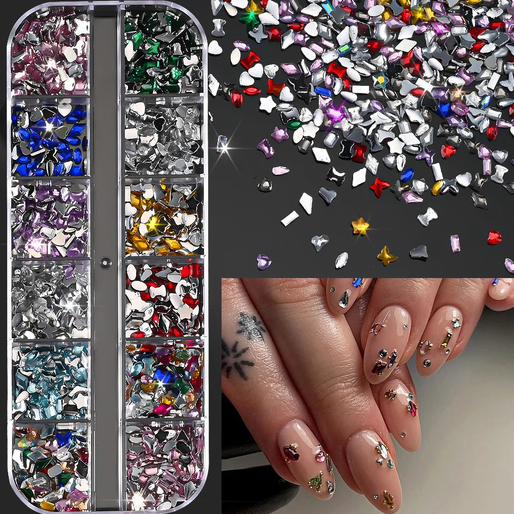 Ocean Gold Nail Art Charms - 3D Shell Seahorse Starfish Pearl Gems Studs