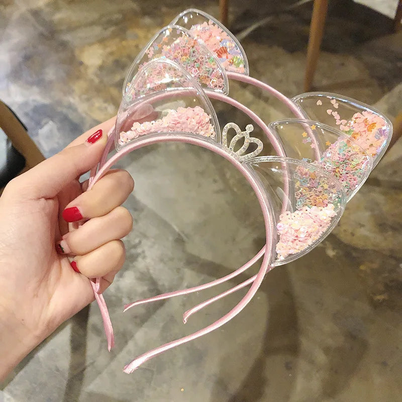 Sequin Cat Ears Headband - Cute Girls Hair Accessory - ZOOMNSTORE
