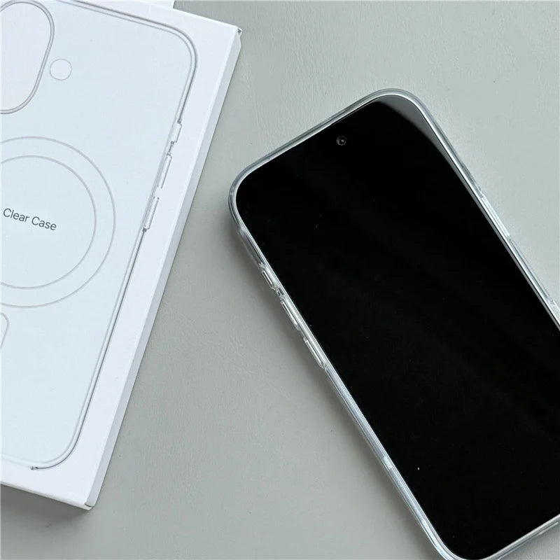 Original Magnetic Animation Clear Case For iPhone 17 16 15 14 13 17Pro Max Boxed Hard Cover For Magsafe Wireless Charging