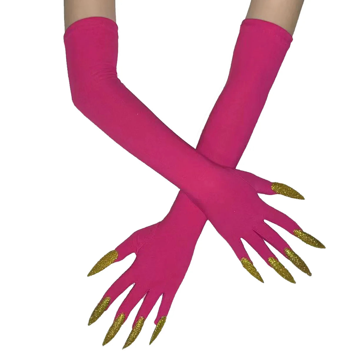Halloween Ghost Claw Gloves - Cosplay Dress Up with Black Long Nails