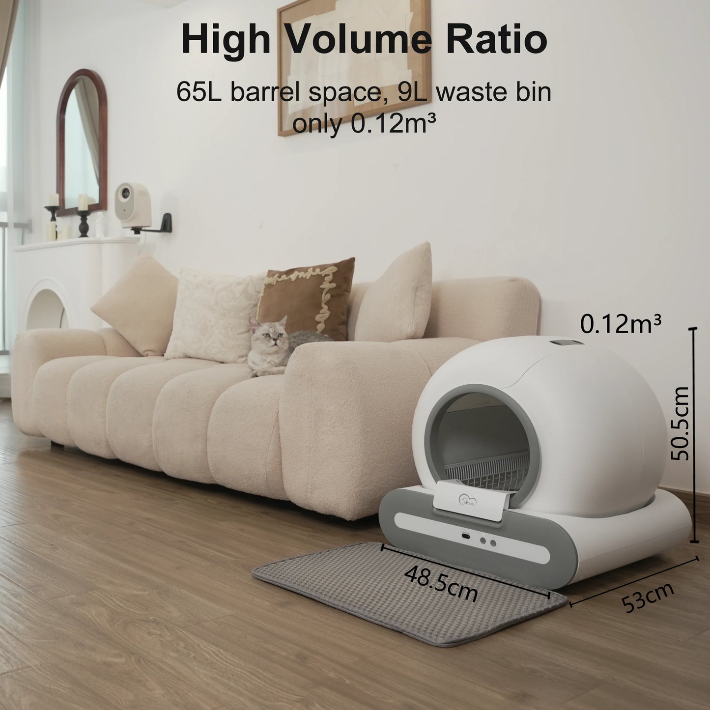 Automatic Self-Cleaning Cat Litter Box with App Control Litter Mat for Large Cats - ZOOMNSTORE