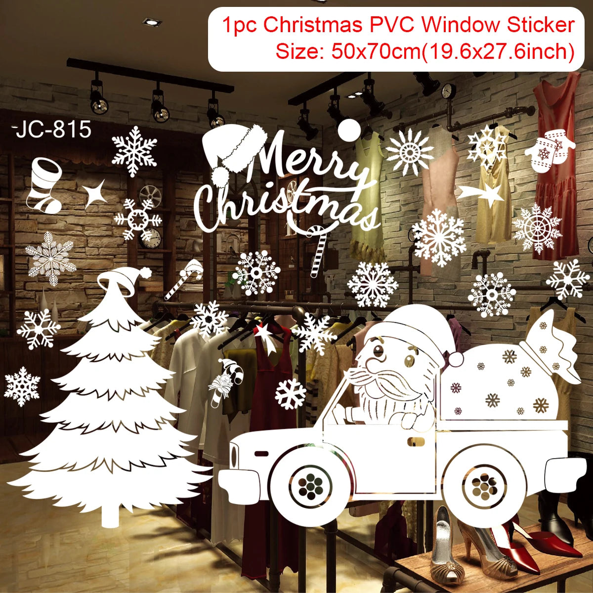 Merry Christmas Window Sticker - Holiday Home Decorations 2024-2025