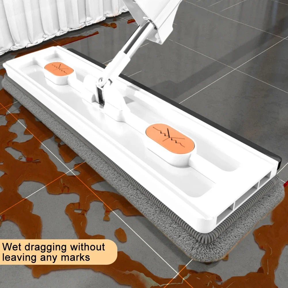 360 Rotating Microfiber Flat Mop - Self-Contained Lazy Floor Cleaner