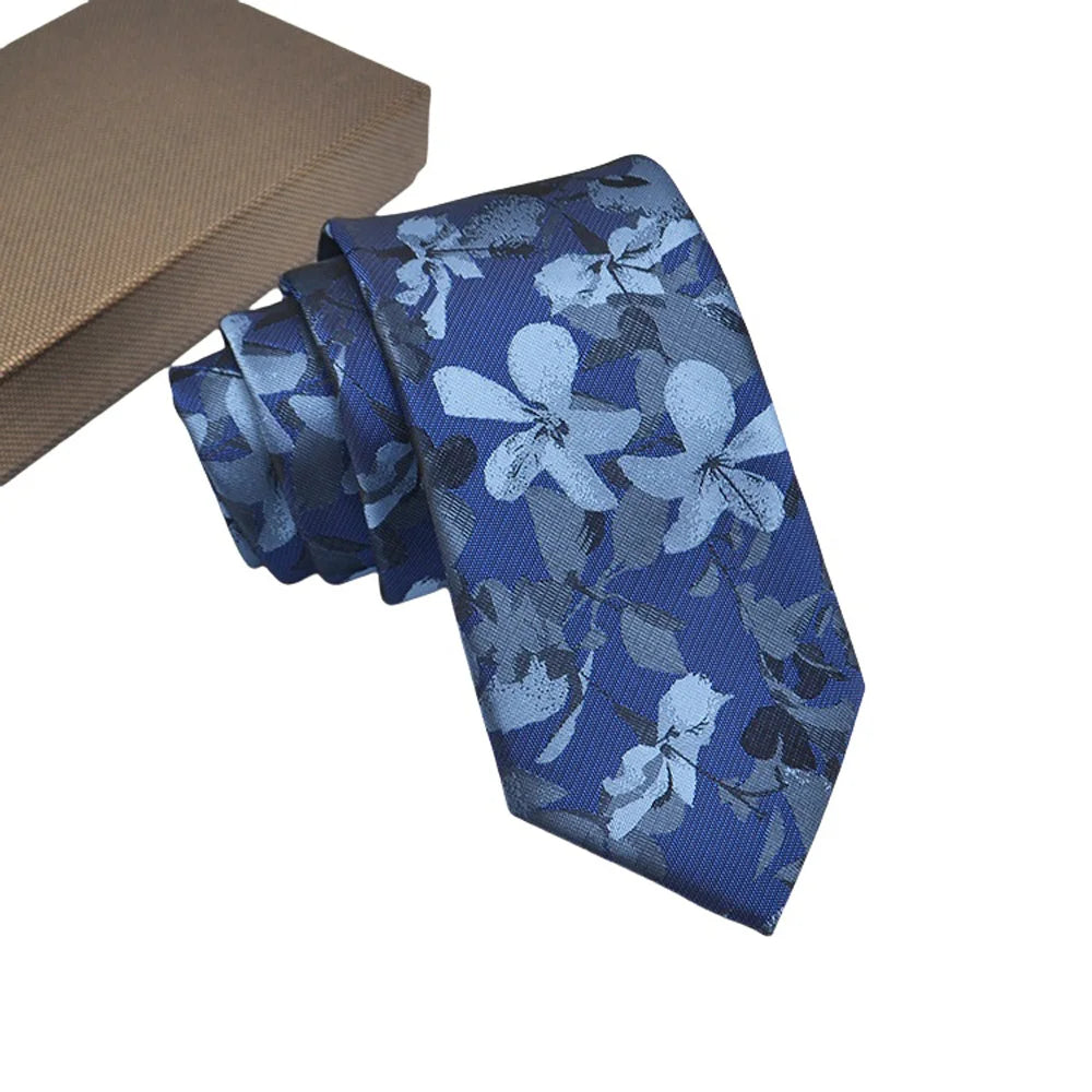 Men Jacquard Tie - Silk Floral Necktie 8cm Width for Wedding Party & Daily Wear