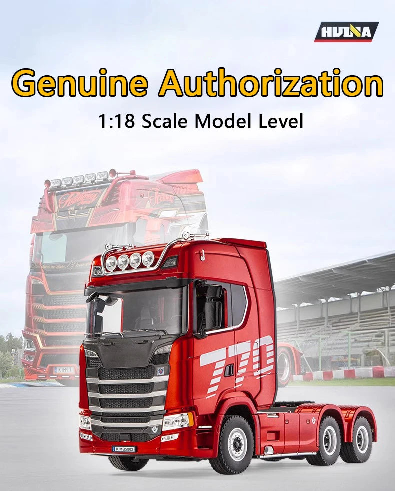 HUINA 1501 770S RC Tractor Truck - 118 Scale Alloy Engineering Vehicle with Lights and Sounds - ZOOMNSTORE