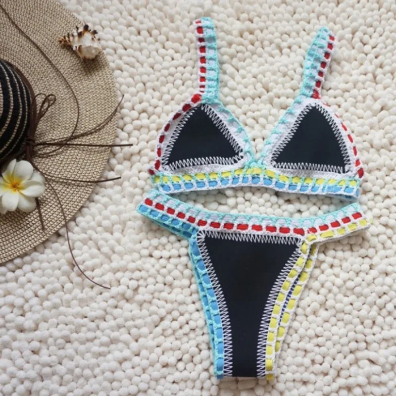Neoprene Bikini Set - Sexy Two Piece Womens Swimsuit for Summer Beach Wear - ZOOMNSTORE