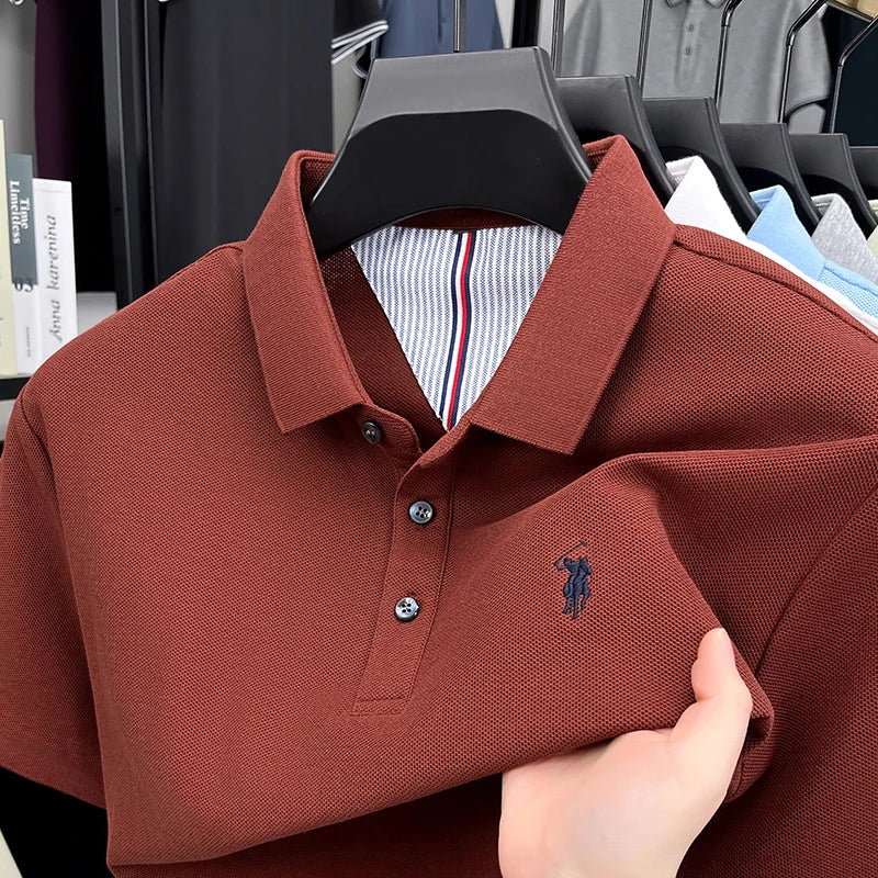 100% pure cotton high-end brand men's short sleeve polo shirt summer fashion original pony embroidery golf Paul casual T-shirt