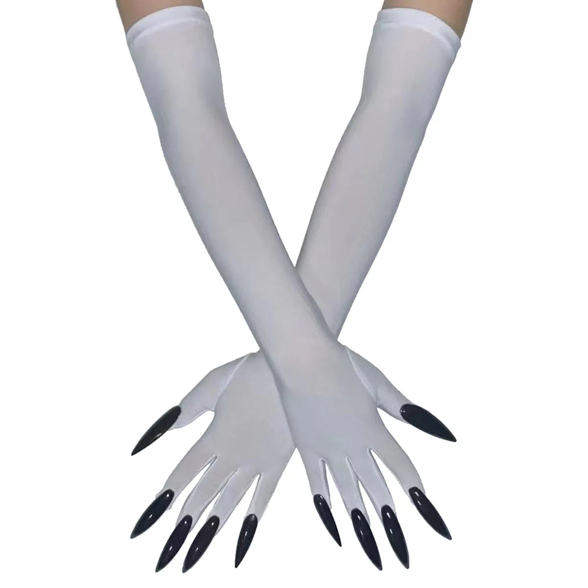 Halloween Ghost Claw Gloves - Cosplay Dress Up with Black Long Nails