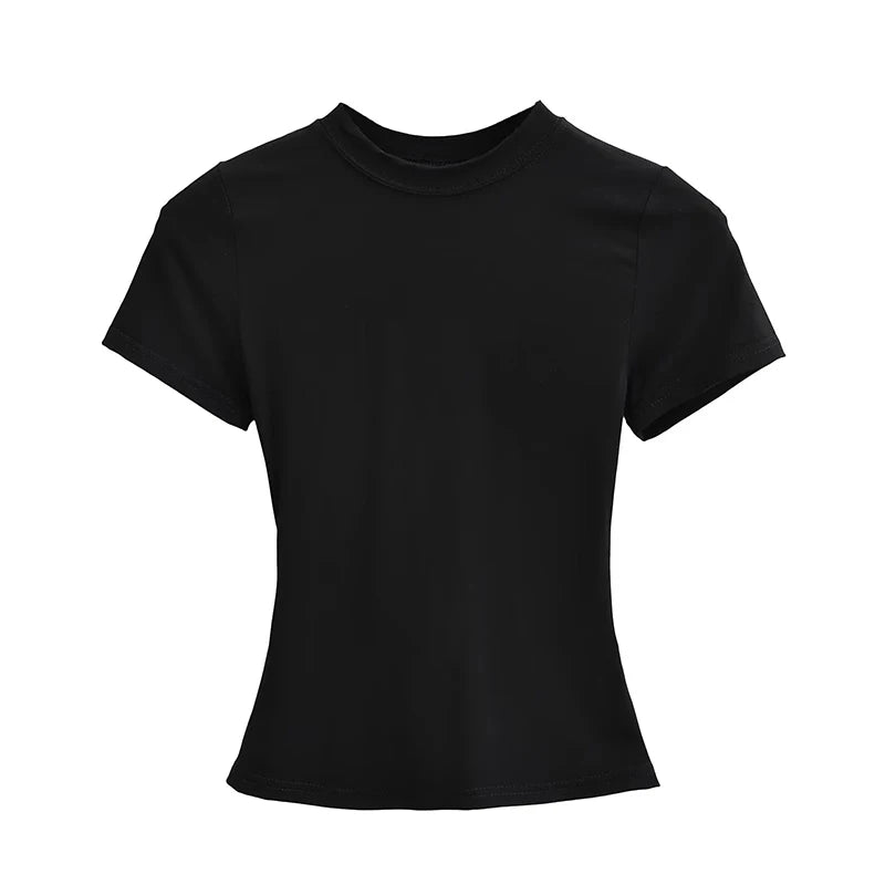 Women's Slim T-Shirt – Casual Solid Y2K Short-Sleeve Top