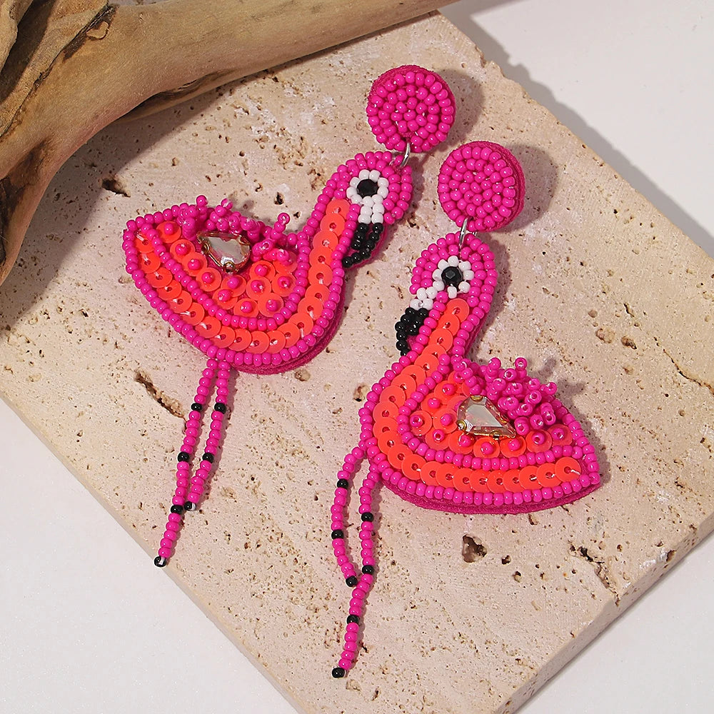 Bohemian Ocean Animal Earrings - Starfish Lobster Conch Seed Bead Drop Earrings for Women