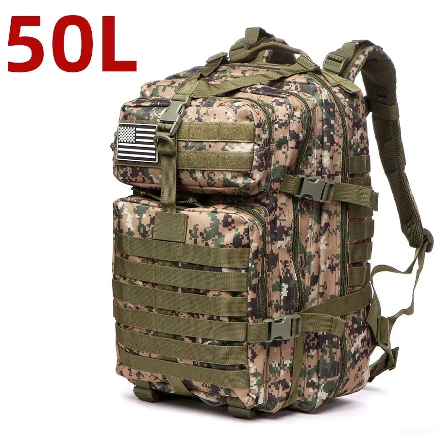 Tactical Waterproof Backpack - 25L50L Nylon Rucksack for Trekking Fishing Hunting Camping Hiking