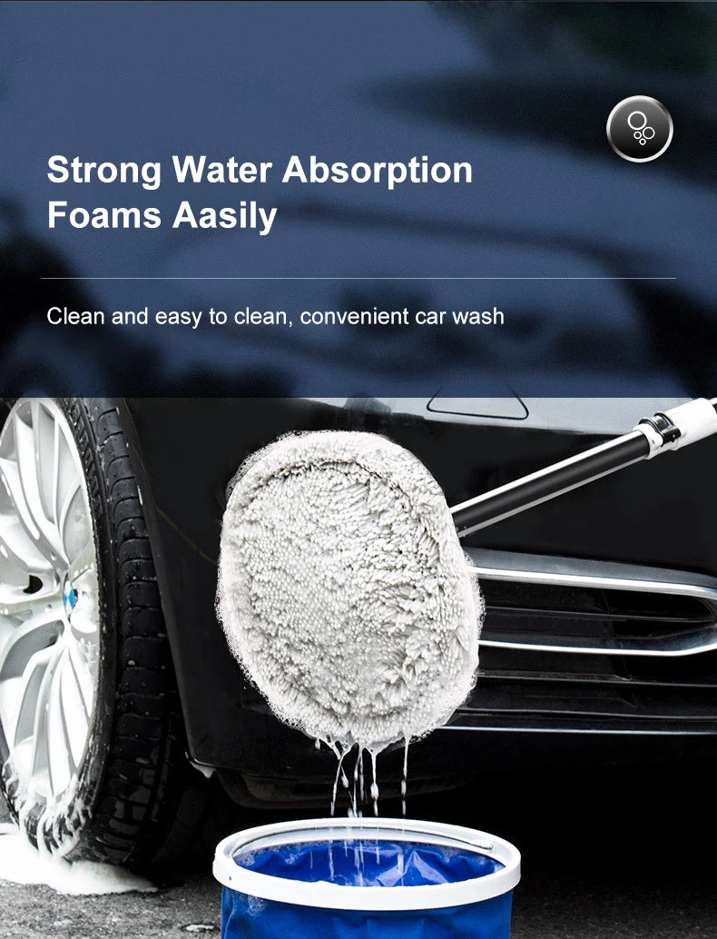 15 Bend Car Cleaning Brush - Telescoping Chenille Wash Mop
