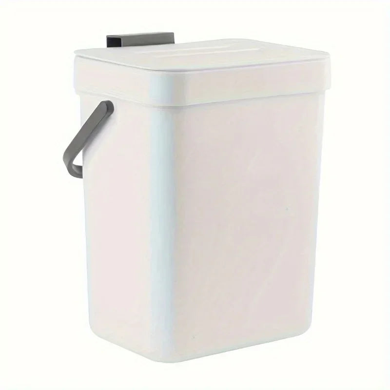Hanging Small Trash Can with Lid - Under-Sink Food Waste Bin for Kitchen and Bathroom