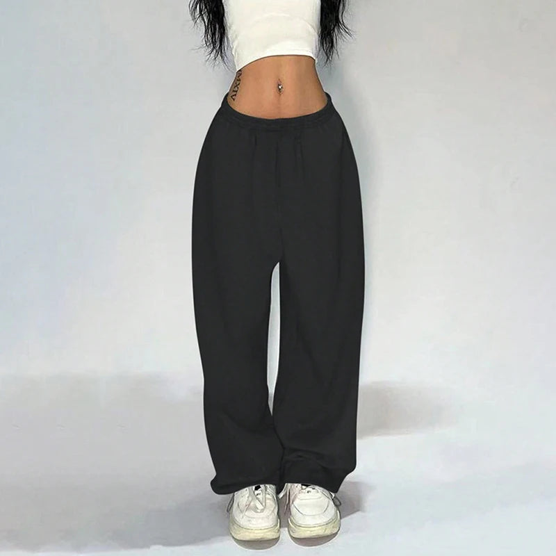 Japanese And Korean Hip Hop Loose Solid Color Wide Leg Pants Women'S Sports Straight Casual Pants Fashion Pants