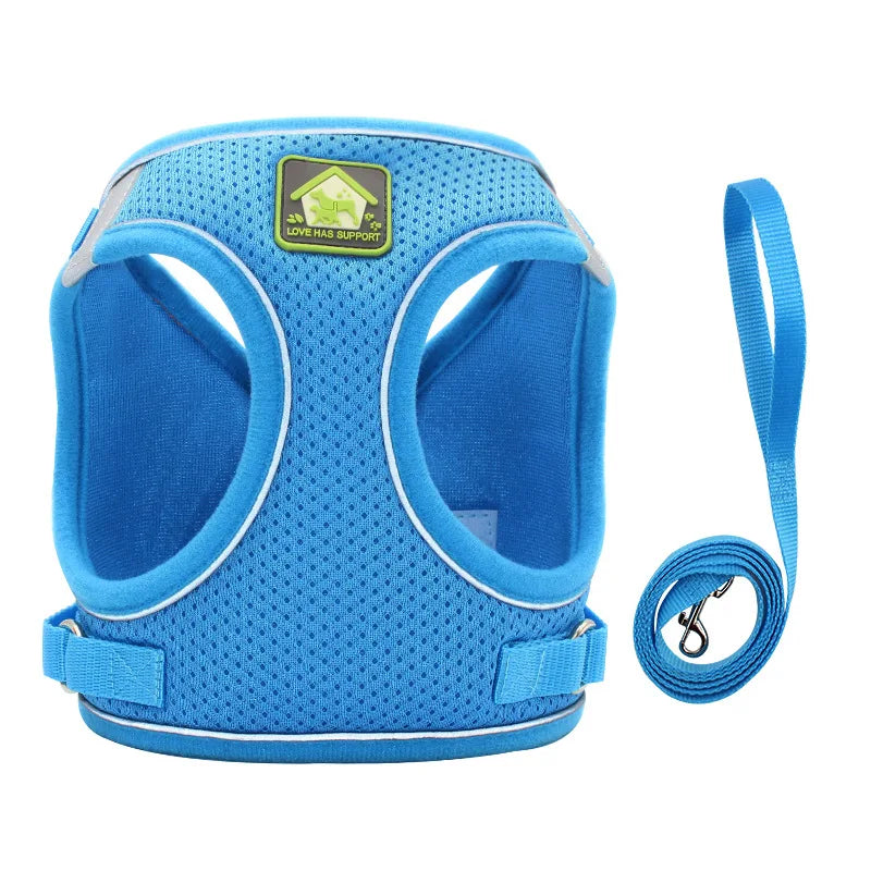 Dog Harness Pet Leash Vest-style Cat Breathable Adjustable Rope Reflective Pet Supplies Small Medium Dog Walking Harness Lead
